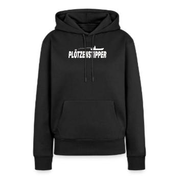 PLÖTZENSTIPPER - Frauen Premium Bio Hoodie - Schwarz - Vorne - Julia (174cm)