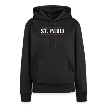 St. Pauli - Frauen Premium Bio Hoodie - Schwarz - Vorne - Julia (174cm)