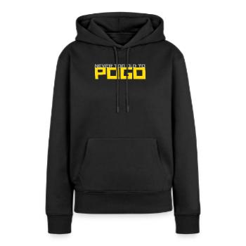 Jamais trop vieux pour faire du pogo - Sweat à capuche Premium bio Femme - noir - Devant - Julia (174cm)