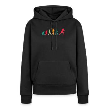 Boxen Evolution - Frauen Premium Bio Hoodie - Schwarz - Vorne - Julia (174cm)