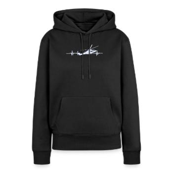 ECG du battement cardiaque d’hélicoptère - Sweat à capuche Premium bio Femme - noir - Devant - Julia (174cm)