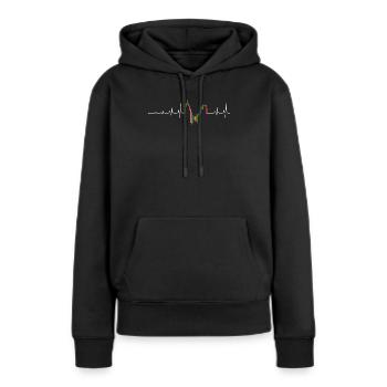 Charte du battement de cœur néon - Sweat à capuche Premium bio Femme - noir - Devant - Julia (174cm)