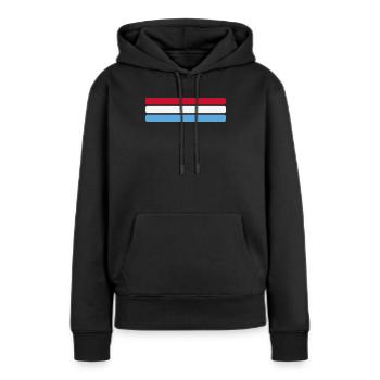 Luxemburg Flagge Minimal - Fahne Fan Streifen Desi - Frauen Premium Bio Hoodie - Schwarz - Vorne - Julia (174cm)