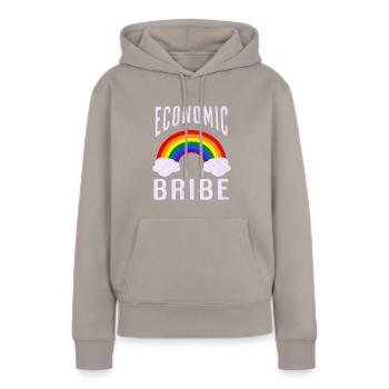 Wirtschaftliche Bestechung Sarkastischer Regenbogen - Frauen Premium Bio Hoodie - Taupe - Vorne - Julia (174cm)
