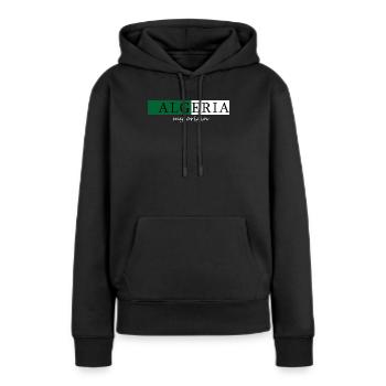 Algérie Mon Origine - Sweat à capuche Premium bio Femme - noir - Devant - Julia (174cm)