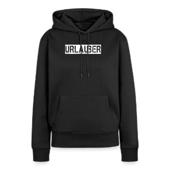 VACANCIER - Sweat à capuche Premium bio Femme - noir - Devant - Julia (174cm)