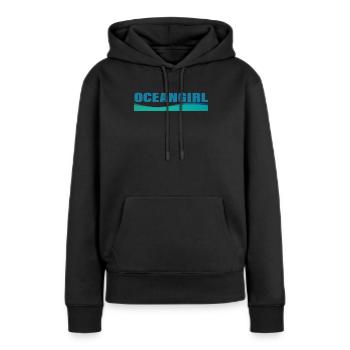 FILLE OCÉAN - Sweat à capuche Premium bio Femme - noir - Devant - Julia (174cm)
