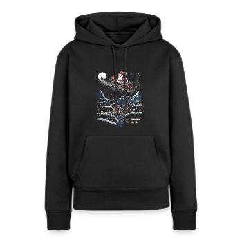 L’art moderne rencontre le Père Noël de Noël - Sweat à capuche Premium bio Femme - noir - Devant - Julia (174cm)