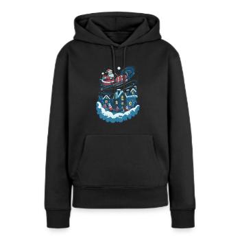 L’art moderne rencontre le Père Noël de Noël - Sweat à capuche Premium bio Femme - noir - Devant - Julia (174cm)