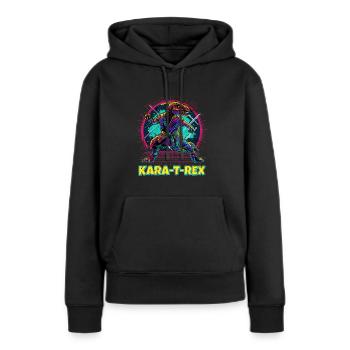 Chemise à jeu de mots Tyrannosaurus Rex - T-shirt de karaté T-Rex - Sweat à capuche Premium bio Femme - noir - Devant - Julia (174cm)
