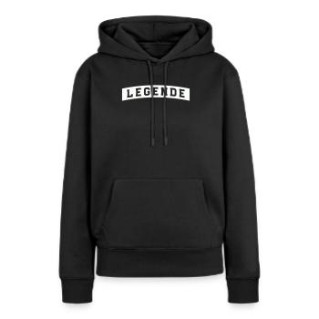 Légende - Sweat à capuche Premium bio Femme - noir - Devant - Julia (174cm)