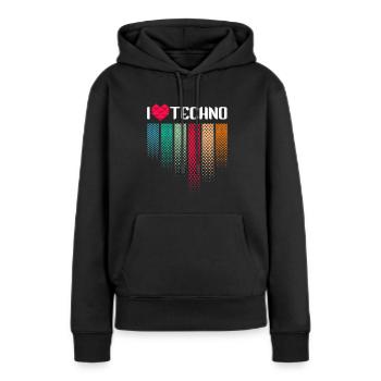 I Love Techno Musique Raver - Sweat à capuche Premium bio Femme - noir - Devant - Julia (174cm)