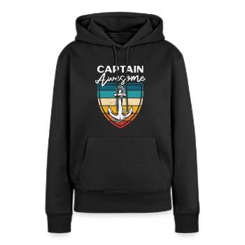Captain Awesome Kapitän Spruch Käptn - Frauen Premium Bio Hoodie - Schwarz - Vorne - Julia (174cm)