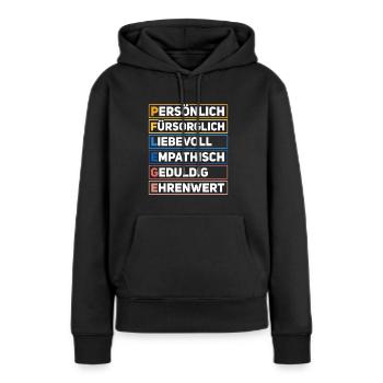 Pflege Definition - Frauen Premium Bio Hoodie - Schwarz - Vorne - Julia (174cm)