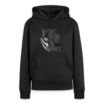 Wisdom - Frauen Premium Bio Hoodie - Schwarz - Vorne - Julia (174cm)