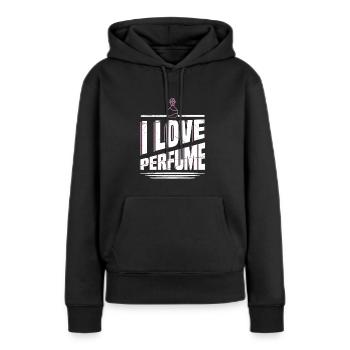 Parfüm Fragrance Perfüm Perfume Parfum Duft - Frauen Premium Bio Hoodie - Schwarz - Vorne - Julia (174cm)