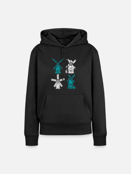 Netherlands Holland Windmill - Frauen Premium Bio Hoodie - Schwarz