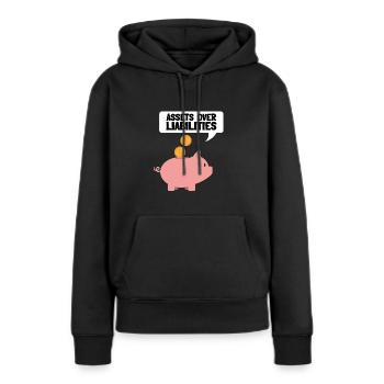 Actifs sur passifs Entrepreneur comptable - Sweat à capuche Premium bio Femme - noir - Devant - Julia (174cm)