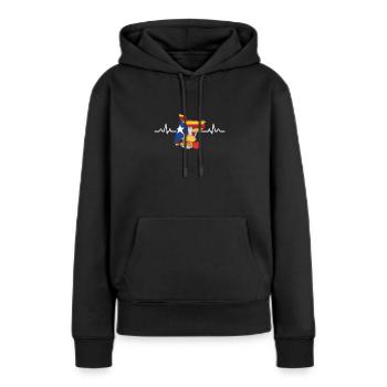 Bandera Independentista Catalana Estelada Negra - Sweat à capuche Premium bio Femme - noir - Devant - Julia (174cm)