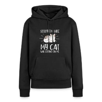 Désolé d’être en retard, mon chat était assis sur moi - Sweat à capuche Premium bio Femme - noir - Devant - Julia (174cm)
