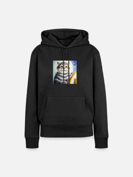 Cat Art History - Frauen Premium Bio Hoodie - Schwarz