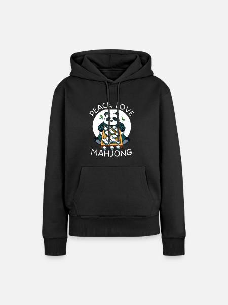 Cats Playing Mahjong - Frauen Premium Bio Hoodie - Schwarz
