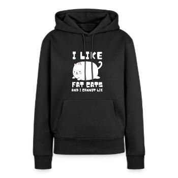 Obésité du gros chat - Sweat à capuche Premium bio Femme - noir - Devant - Julia (174cm)