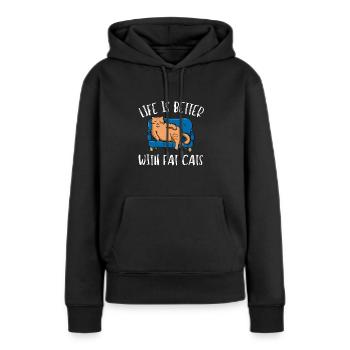 Obésité du gros chat - Sweat à capuche Premium bio Femme - noir - Devant - Julia (174cm)