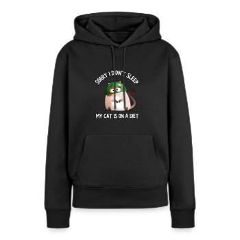Obésité du gros chat - Sweat à capuche Premium bio Femme - noir - Devant - Julia (174cm)