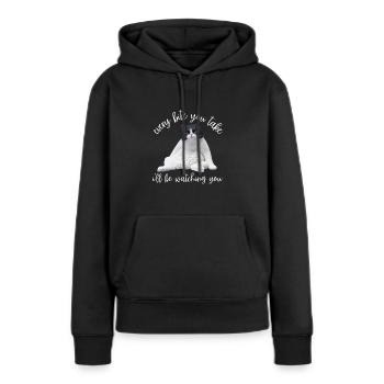 Obésité du gros chat - Sweat à capuche Premium bio Femme - noir - Devant - Julia (174cm)