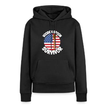 J’ai survécu à la cuillère de bois - Parenting - Sweat à capuche Premium bio Femme - noir - Devant - Julia (174cm)