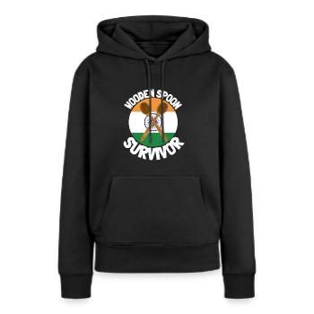 J’ai survécu à la cuillère de bois - Parenting - Sweat à capuche Premium bio Femme - noir - Devant - Julia (174cm)