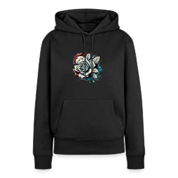 weiße Rose Vector Design - Frauen Premium Bio Hoodie - Schwarz - Vorne - Julia (174cm)