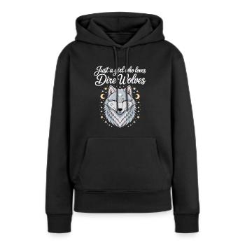 Fille Qui Adore Les Loups Géants - Sweat à capuche Premium bio Femme - noir - Devant - Julia (174cm)