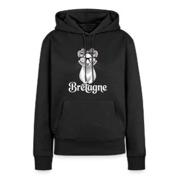 Bretagne Femme Noeud Hermine Bretonne - Sweat à capuche Premium bio Femme - noir - Devant - Julia (174cm)