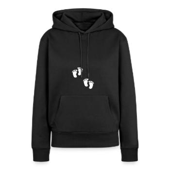 Grossesse Femme enceinte maman mère bébé pieds - Sweat à capuche Premium bio Femme - noir - Devant - Julia (174cm)