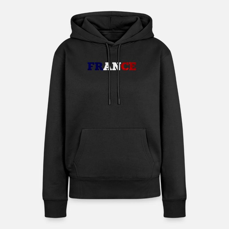 France - Sweat à capuche Premium bio Femme - noir