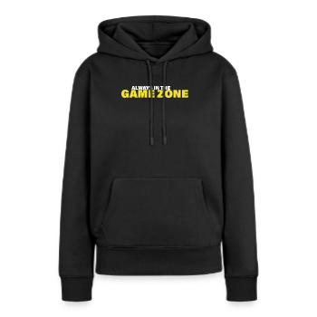ZONE DE JEU - Sweat à capuche Premium bio Femme - noir - Devant - Julia (174cm)