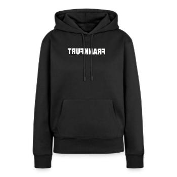 Francfort - Sweat à capuche Premium bio Femme - noir - Devant - Julia (174cm)