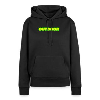 OUTDOOR - Frauen Premium Bio Hoodie - Schwarz - Vorne - Julia (174cm)