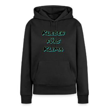 Kleben fürs Klima - Frauen Premium Bio Hoodie - Schwarz - Vorne - Julia (174cm)
