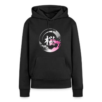 Japan moderne enso-Rose - Frauen Premium Bio Hoodie - Schwarz - Vorne - Julia (174cm)