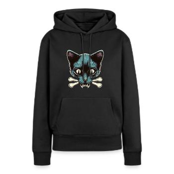 Chat vampire mort-vivant - Sweat à capuche Premium bio Femme - noir - Devant - Julia (174cm)