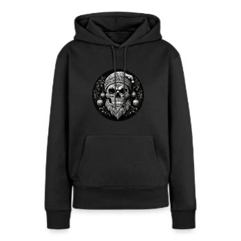 Deadly Christmas Ugly Xmas Skull Jolly Roger - Frauen Premium Bio Hoodie - Schwarz - Vorne - Julia (174cm)