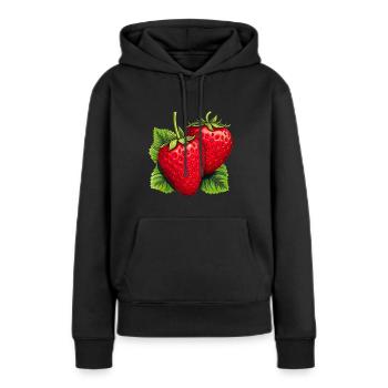 Erdbeere Erdbeeren für einen Erdbeer Liebhaber - Frauen Premium Bio Hoodie - Schwarz - Vorne - Julia (174cm)