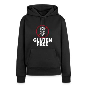 Sans gluten - Maladie cœliaque Sans gluten - Sweat à capuche Premium bio Femme - noir - Devant - Julia (174cm)