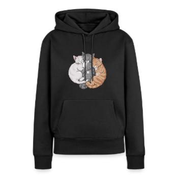 Niedliche Katzen schmusen zusammen für - Frauen Premium Bio Hoodie - Schwarz - Vorne - Julia (174cm)