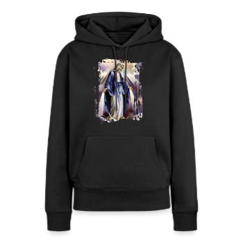 Holly Mary Maria Madonna Mariana Vierge Marie - Sweat à capuche Premium bio Femme - noir - Devant - Julia (174cm)