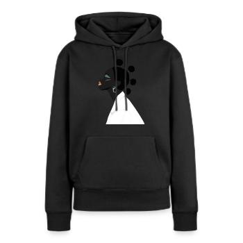 Schwarzes Mädchen mit süßem Haar und weißer Jacke - Frauen Premium Bio Hoodie - Schwarz - Vorne - Julia (174cm)