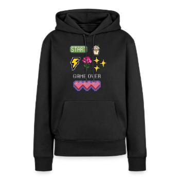Love steps - Sweat à capuche Premium bio Femme - noir - Devant - Julia (174cm)